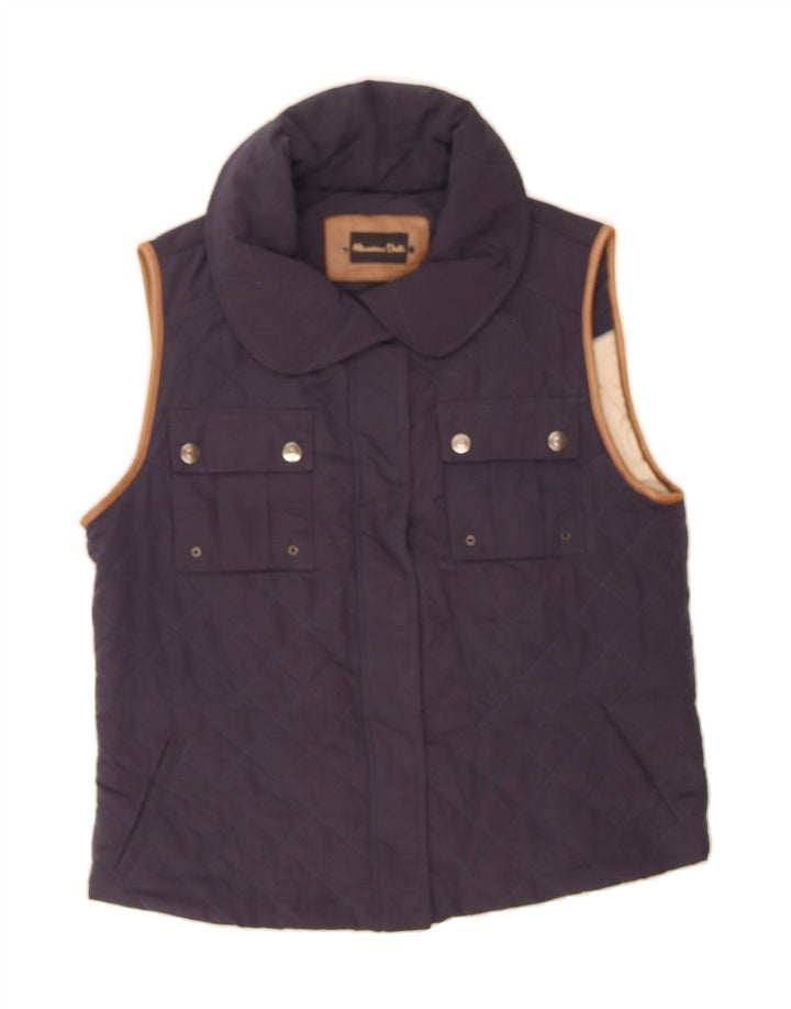 MASSIMO DUTTI Womens Quilted Gilet UK 14 Medium Navy Blue Vintage Massimo Dutti and Second-Hand Massimo Dutti from Messina Hembry 