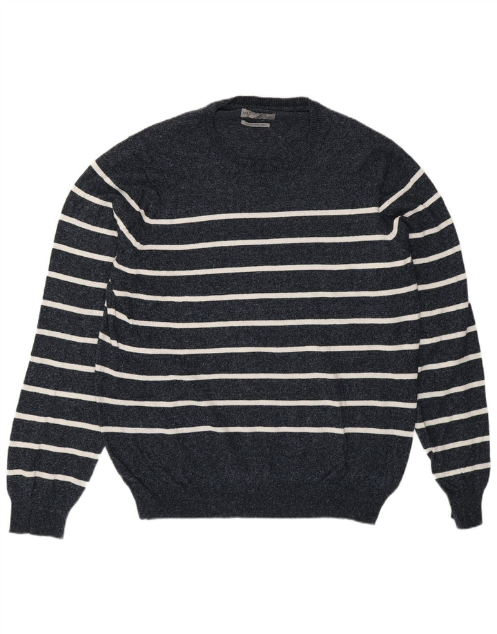 Marks & Spencer Maglione girocollo da uomo a righe grandi blu navy