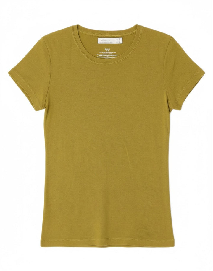 ZARA Womens Basic T-Shirt Top UK 12 Medium Green Vintage Zara and Second-Hand Zara from Messina Hembry 