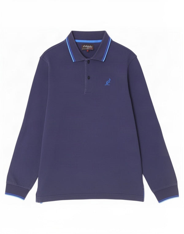 AUSTRALIAN L'ALPINA Mens Long Sleeve Polo Shirt IT 50 Medium Navy Blue