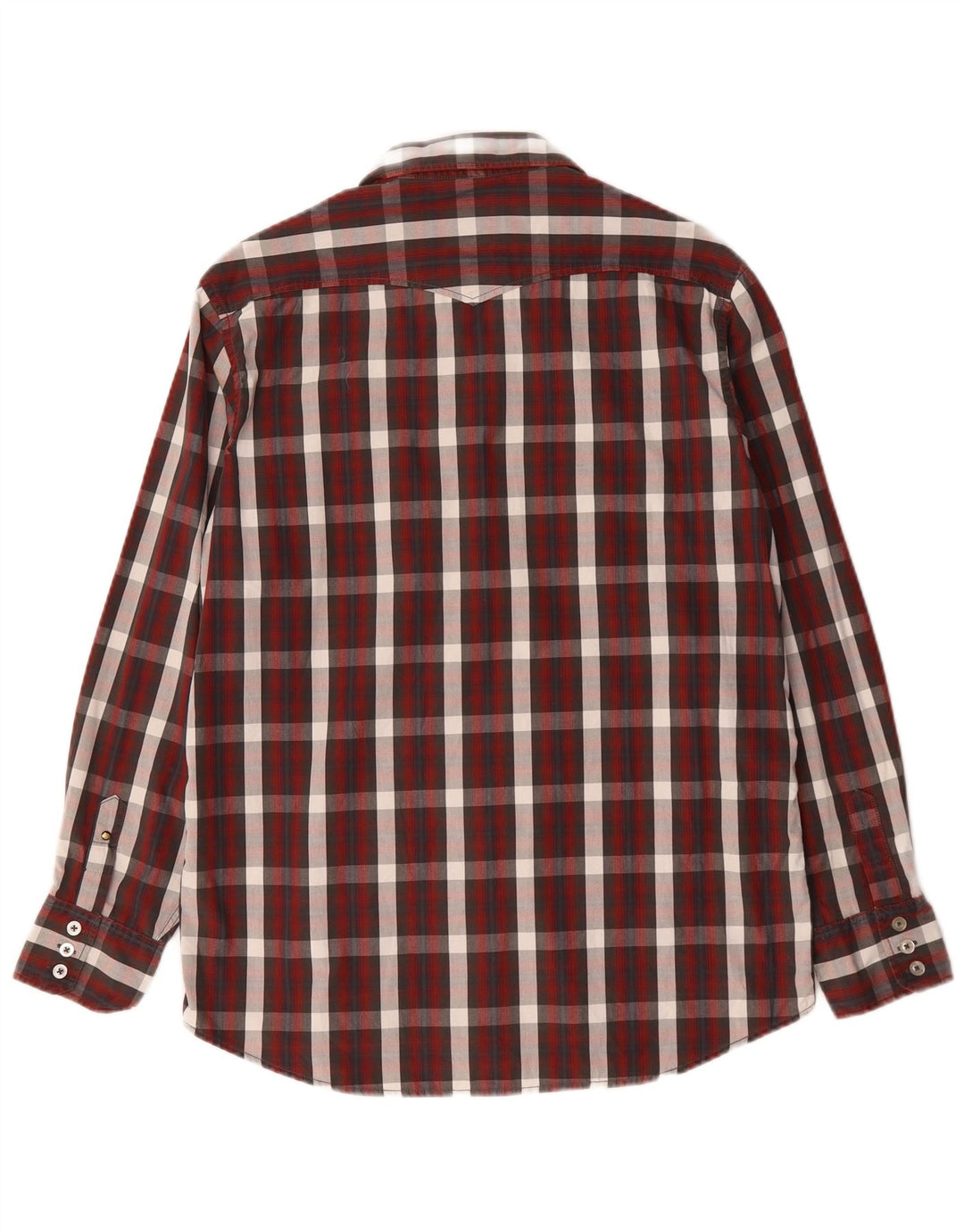 Jack & Jones Mens Shirt Large Burgundy Check Cotton