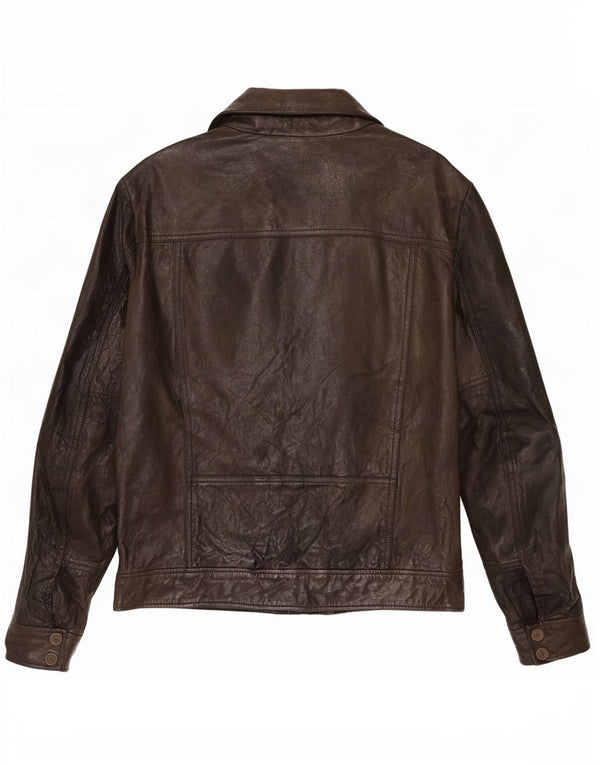 Calvin Klein Jeans Herre Læder Biker Jacket UK 40 Large Sort