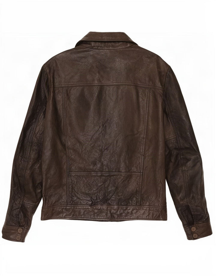 Giacca da motociclista in pelle da uomo Calvin Klein Jeans UK 40 grande nera