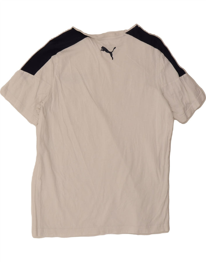 PUMA Mens Graphic T-Shirt Top Large White Colourblock Vintage Puma and Second-Hand Puma from Messina Hembry 