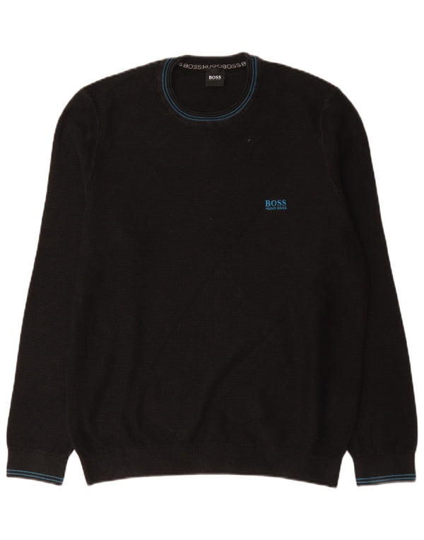 Maglione maglione girocollo da uomo Hugo Boss grande cotone nero