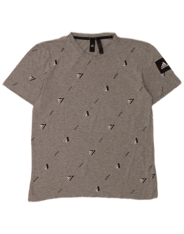 T-shirt grafica da uomo ADIDAS Top in cotone grigio medio