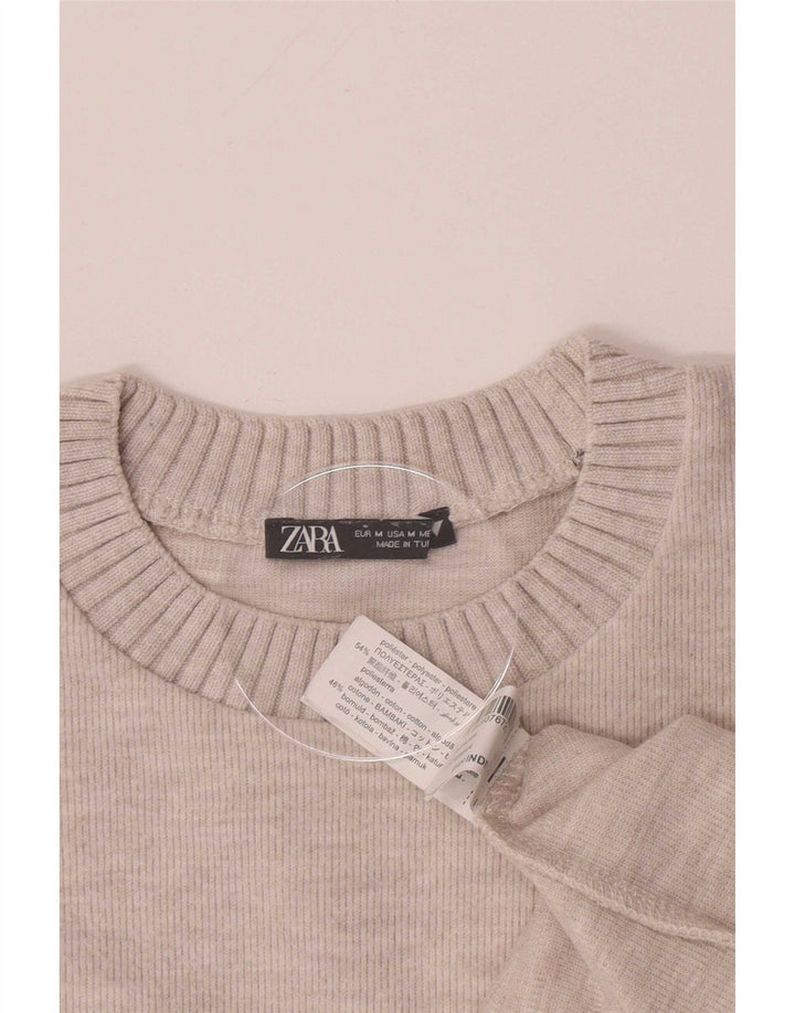 Zara Mujer Blusa Top UK 44 Medio Beige Poliéster