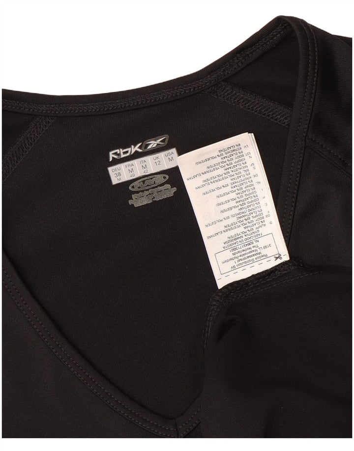 REEBOK Womens T-Shirt Top UK 12 Medium Black Polyester