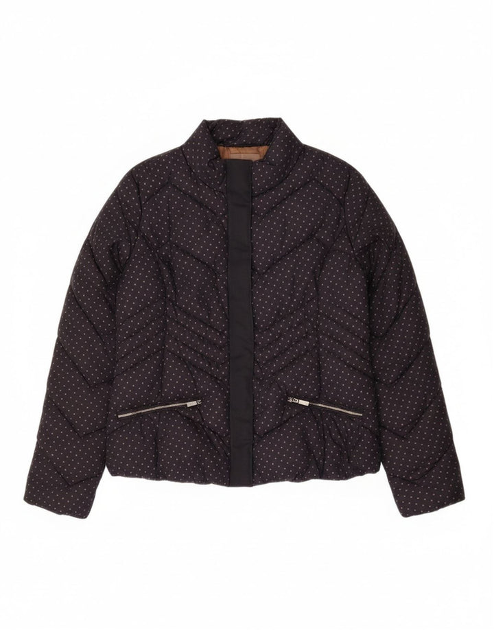 Diana Gallesi Womens Padded Jacket UK 16 Large Navy Blue Spotted Polyamide