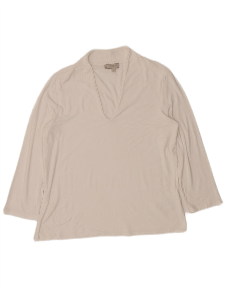 HOBBS Womens Top Long Sleeve UK 14 Large White Viscose