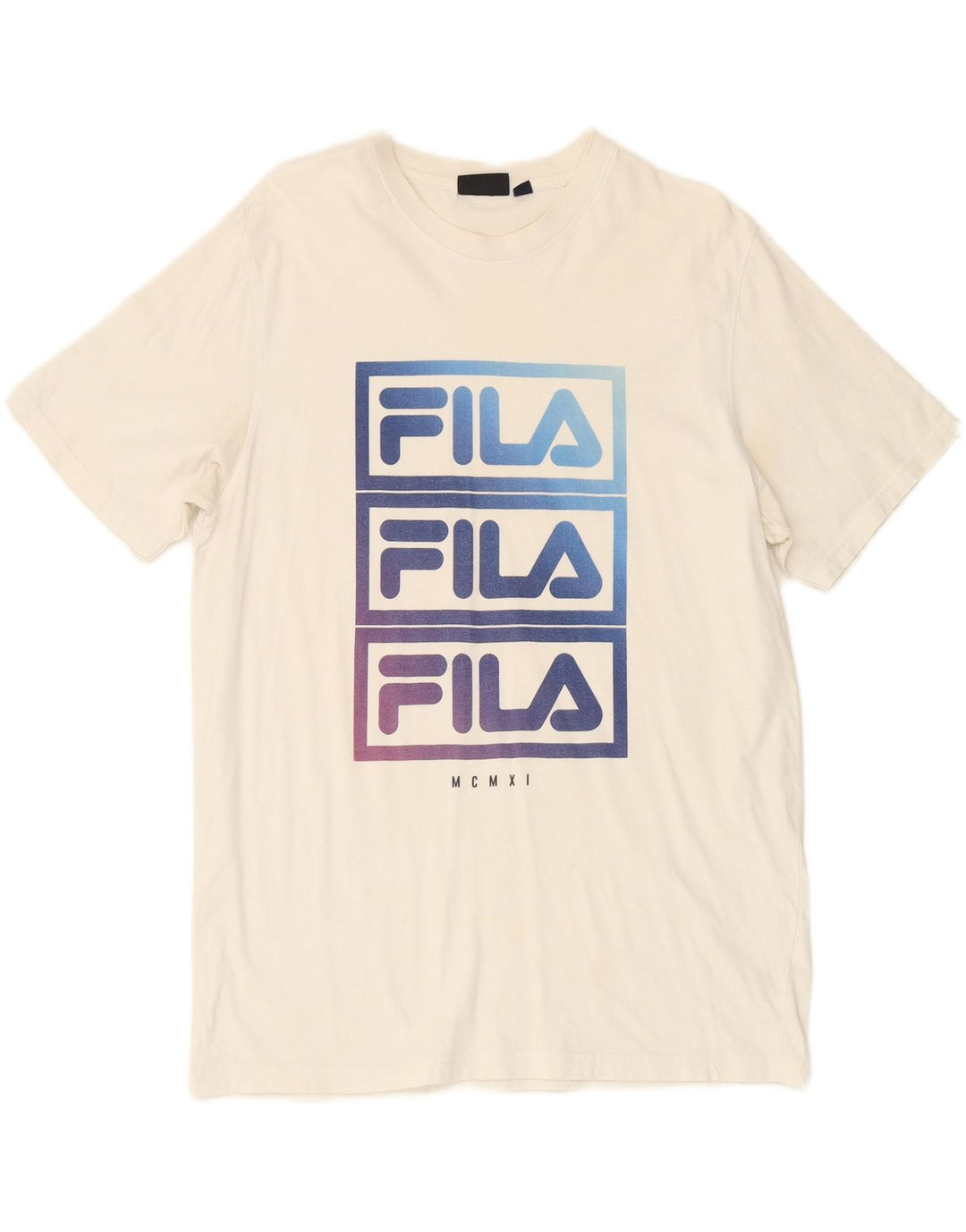 FILA Mens Graphic T-Shirt Top Medium White Cotton Vintage Fila and Second-Hand Fila from Messina Hembry 