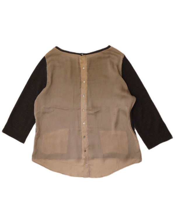 Top Zara da donna con maniche a 3/4, taglia UK 16, grande, grigio, color block