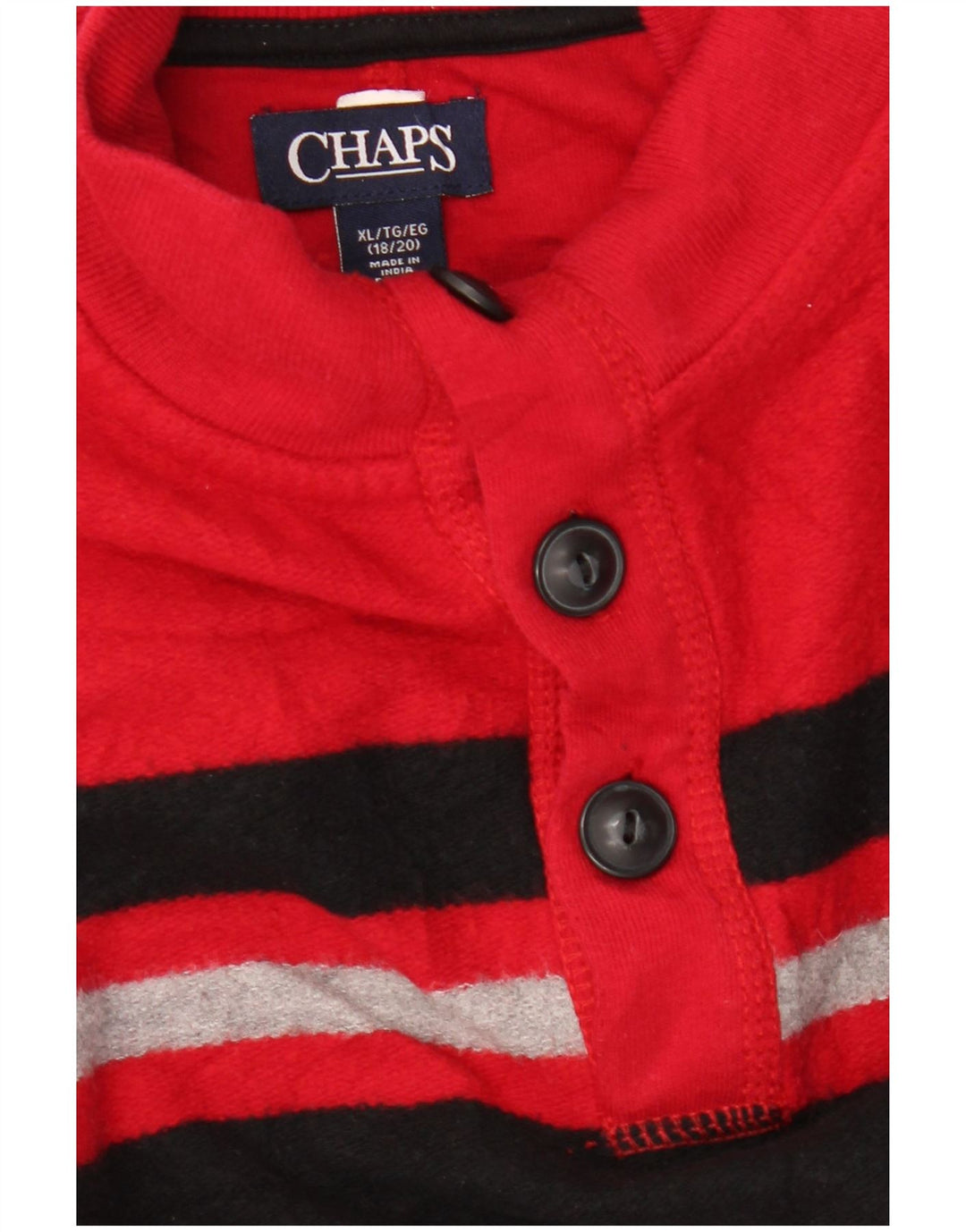 CHAPS Boys Button Neck Jumper Sweater 15-16 Years XL Red Colourblock