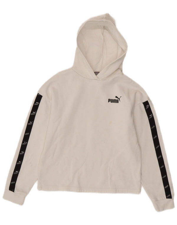 Puma Mädchen Graphic Crop Hoodie Pullover 13–14 Jahre Weißer Farbblock