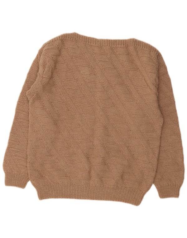 Vintage Damen Pullover mit U-Boot-Ausschnitt, UK 14, Groß, Braun