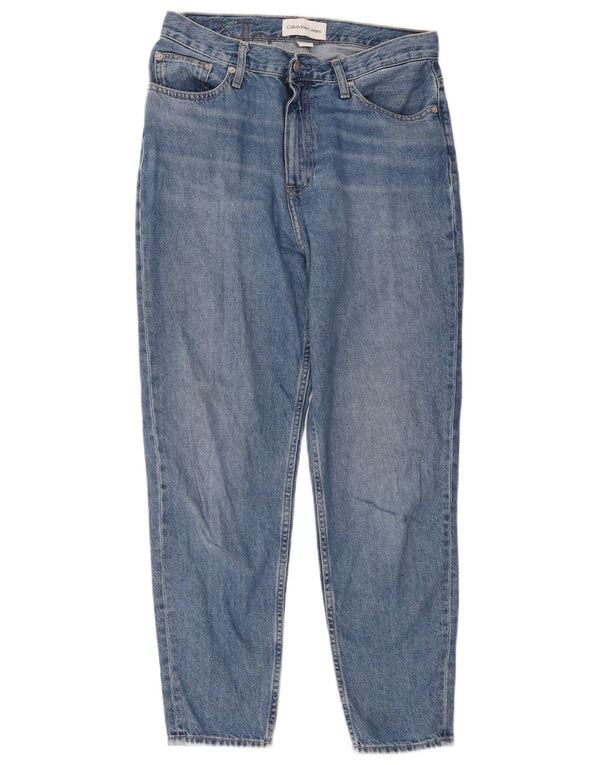 Calvin Klein Damen High Waist Tapered Jeans W30 L28 Blaue Baumwolle