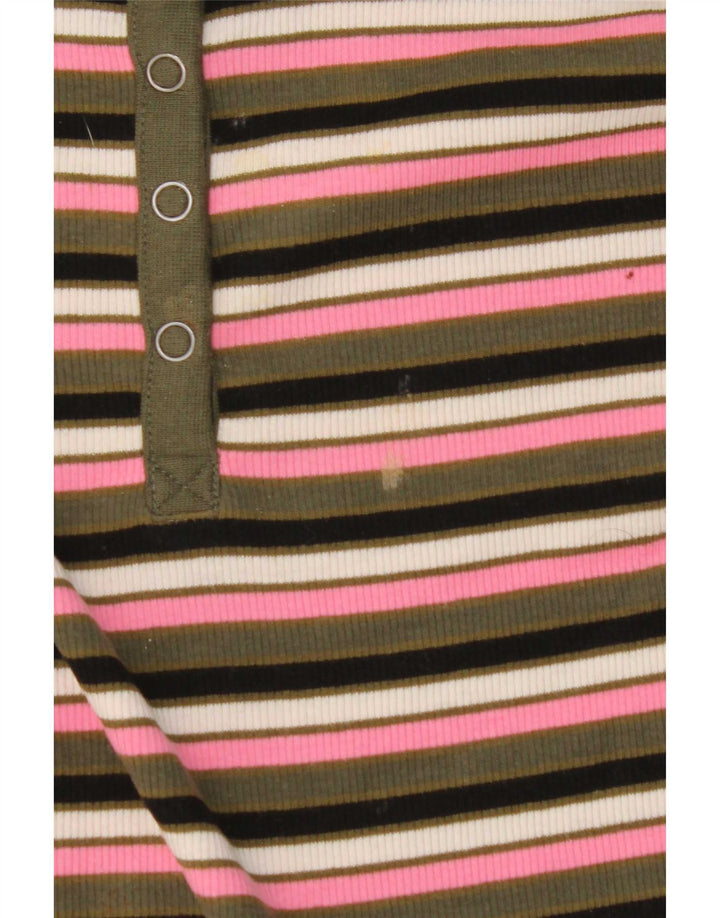Marks & Spencer Womens Top Long Sleeve UK 10 Small Multicoloured Striped