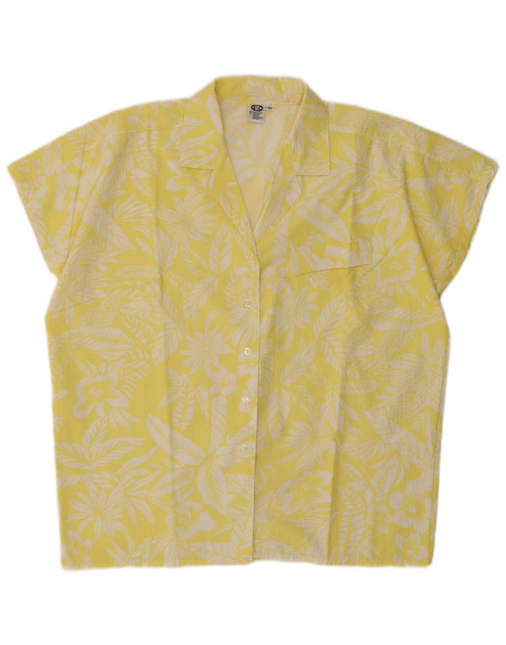 C & A Womens Short Sleeve Oversized Shirt Blouse EU 40 Medium Yellow Floral