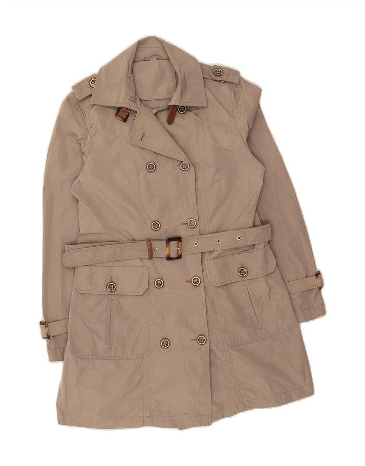 VINTAGE Womens Military Double Breasted Coat IT 44 Medium Beige Polyester Vintage Vintage and Second-Hand Vintage from Messina Hembry 