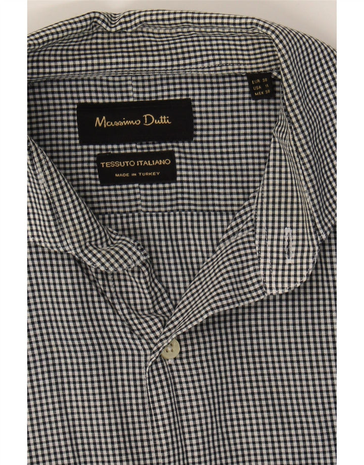 MASSIMO DUTTI Mens Shirt Size 15 38 Medium Black Gingham Cotton Vintage Massimo Dutti and Second-Hand Massimo Dutti from Messina Hembry 