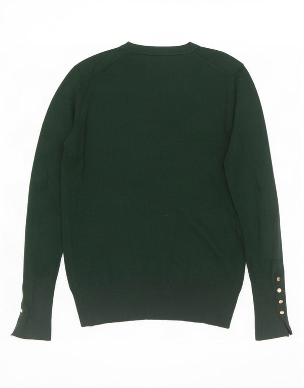 Zara Womens Crew Neck Jumper Sweater UK 12 Medium Green Viscose