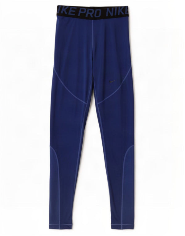 Nike Damen Dri Fit Graphic Leggings UK 12 Mittelblauer Farbblock