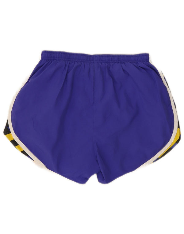 Shorts esportivos femininos Nike UK 8/10 pequeno poliéster geométrico roxo