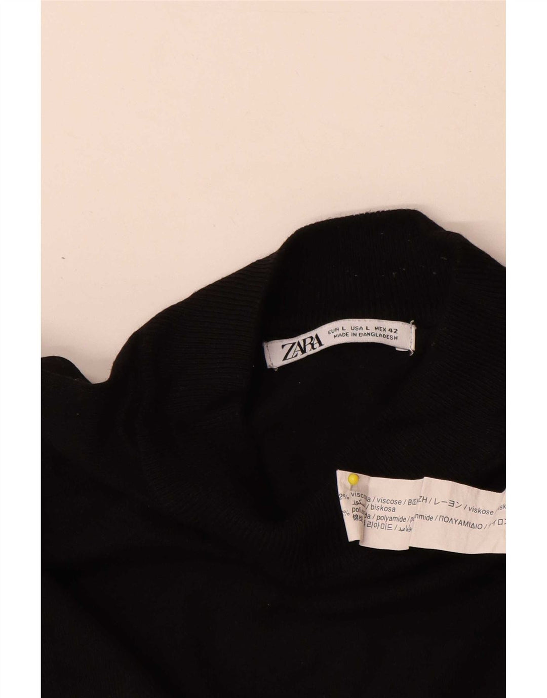 Zara Mens Turtle Neck Jumper Sweater Large Black Viscose