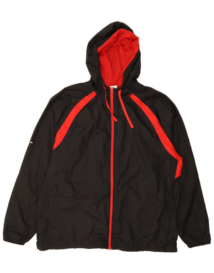STARTER Mens Hooded Rain Jacket UK 46/48 XL Black Colourblock Polyester Vintage Starter and Second-Hand Starter from Messina Hembry 