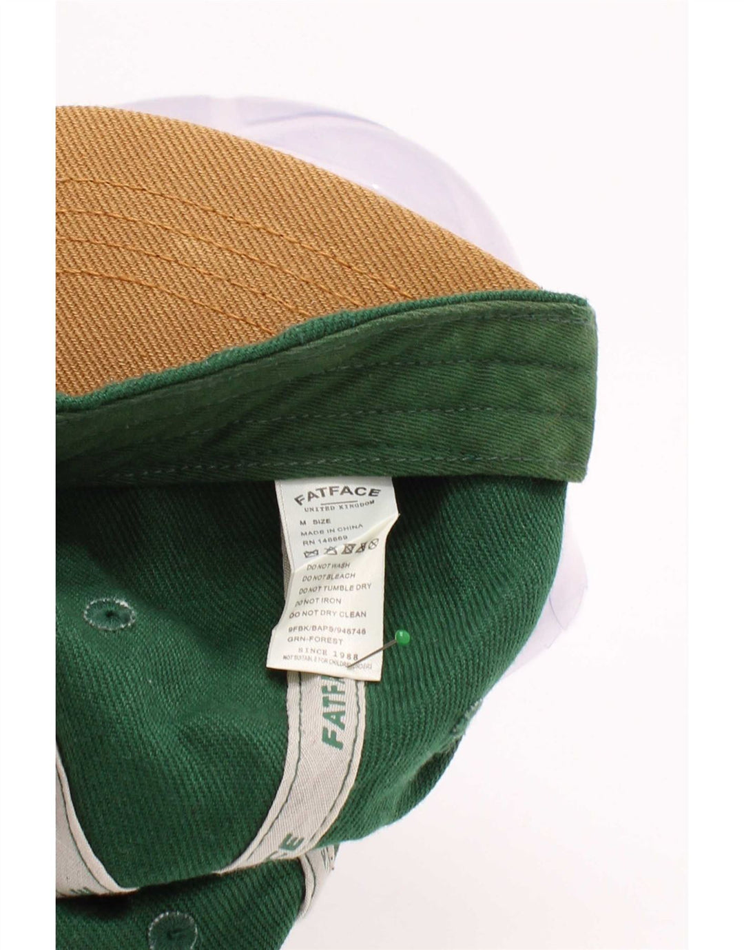 Fat Face Mens Graphic Baseball Cap Medium Green Cotton