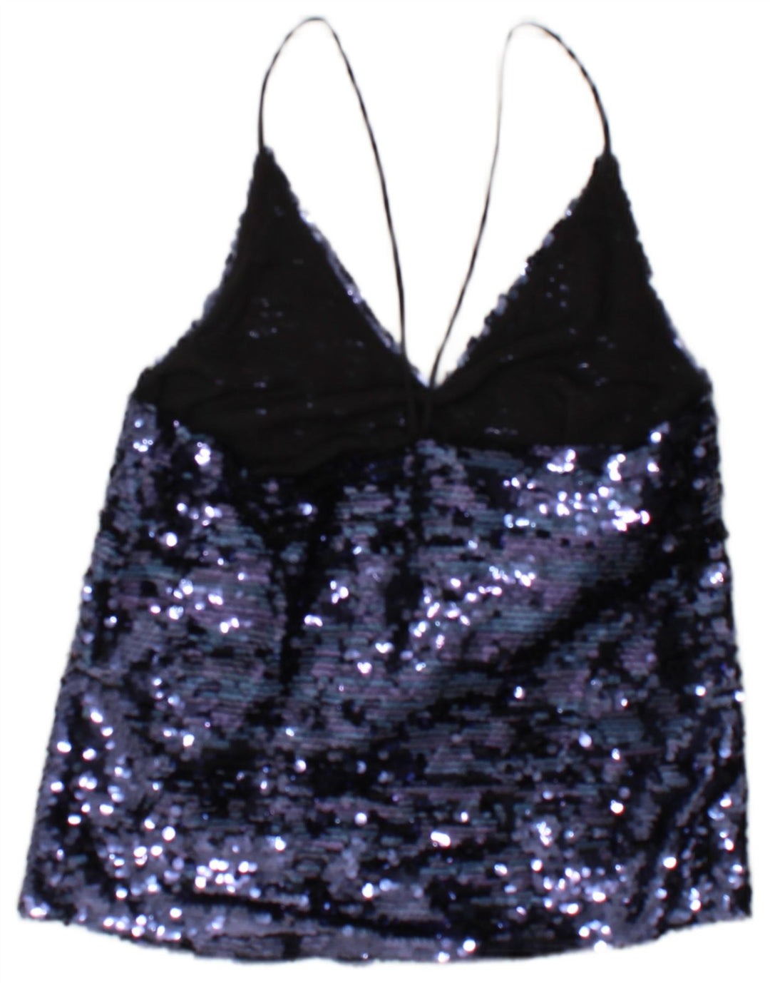 Zara Womens Sequin Cami Top UK 10 Small Blue Polyester