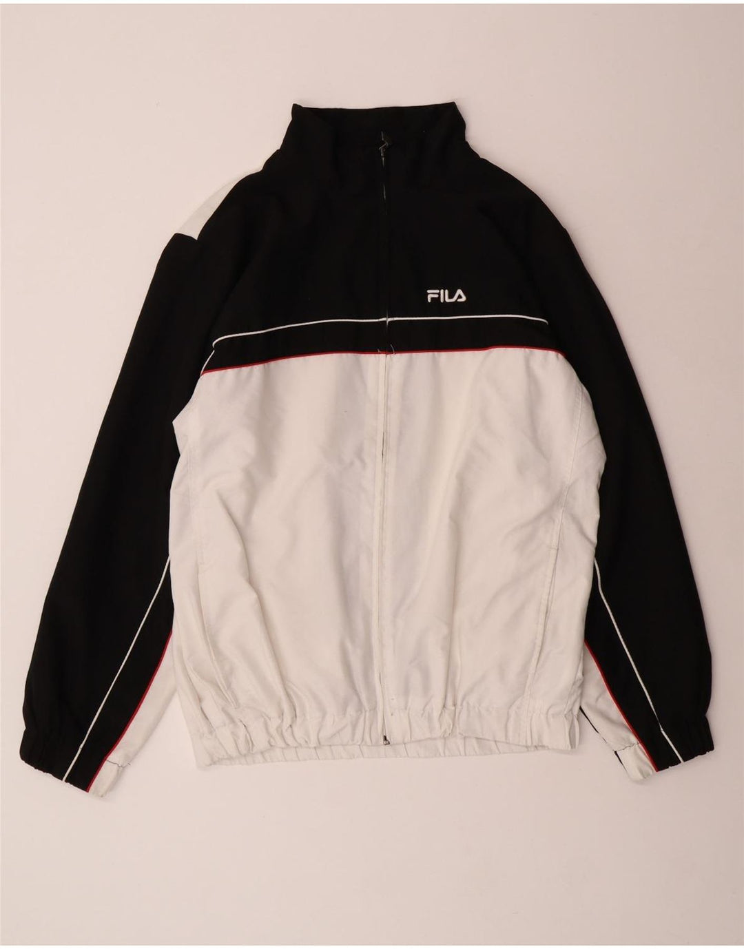 Fila Mens Tracksuit Top Jacket Large Off White Colourblock Polyester
