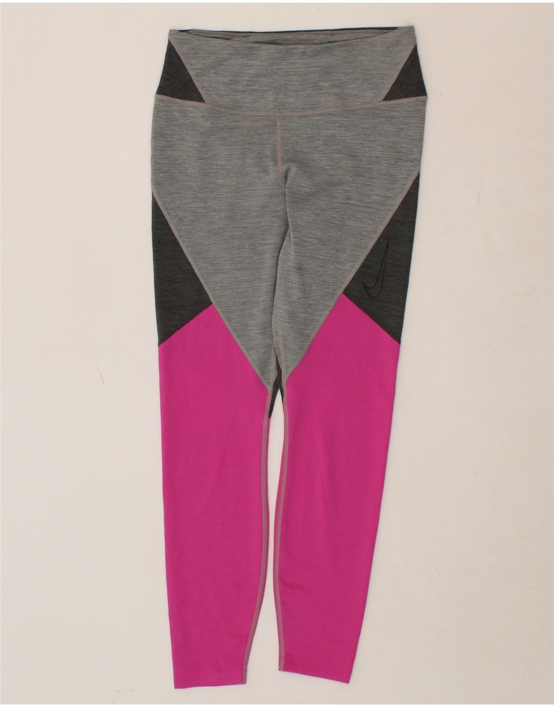 NIKE Womens Dri Fit Crop Leggings UK 14 Medium  Multicoloured Colourblock Vintage Nike and Second-Hand Nike from Messina Hembry 