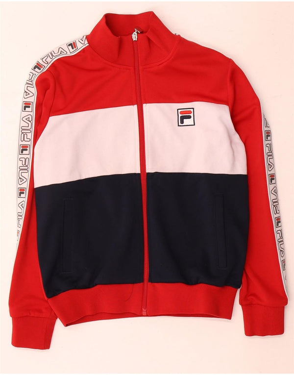 Fila Veste de survêtement graphique pour femme UK 14 Rouge moyen Colourblock