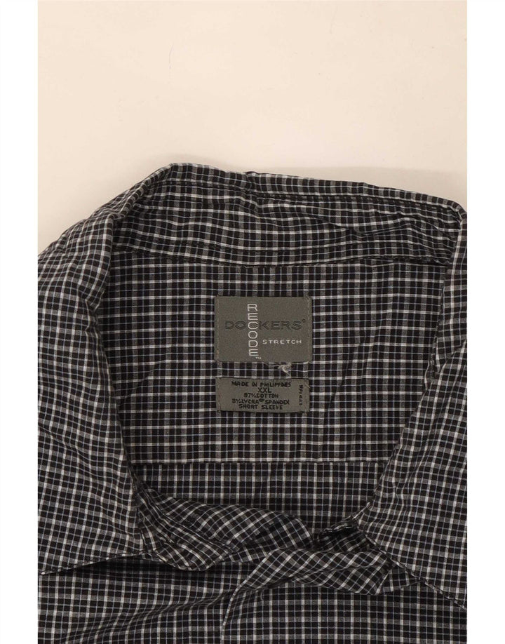 Dockers Mens Short Sleeve Shirt 2XL Black Check Cotton