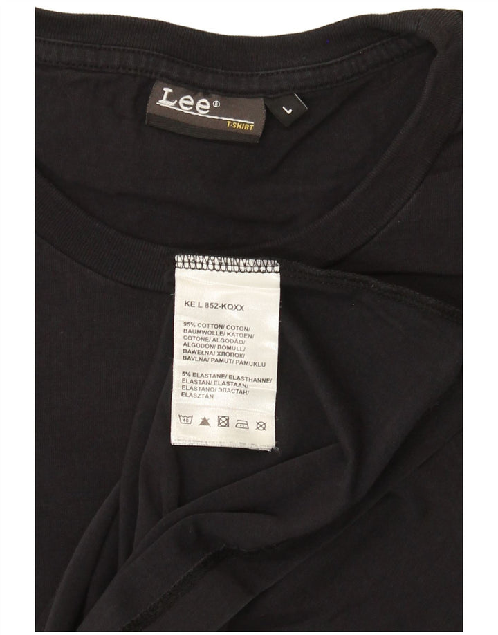 LEE Womens Top Long Sleeve UK 16 Large Black Cotton
