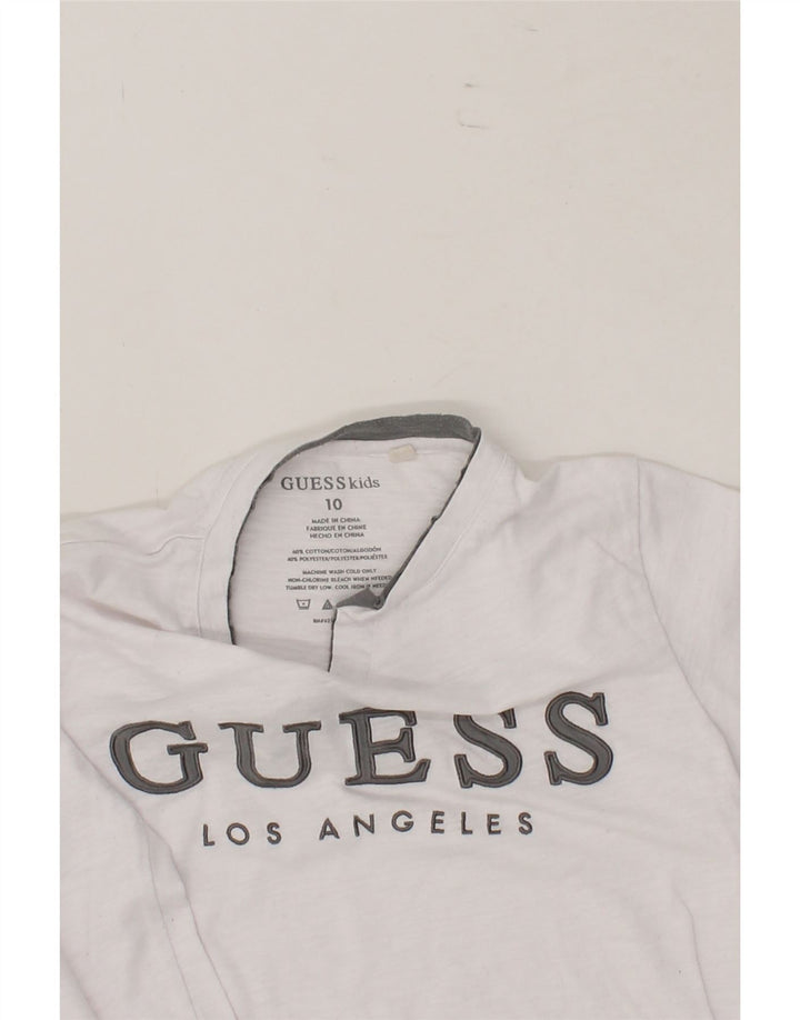 GUESS Boys Graphic Top Long Sleeve 9-10 Years White Cotton Vintage Guess and Second-Hand Guess from Messina Hembry 