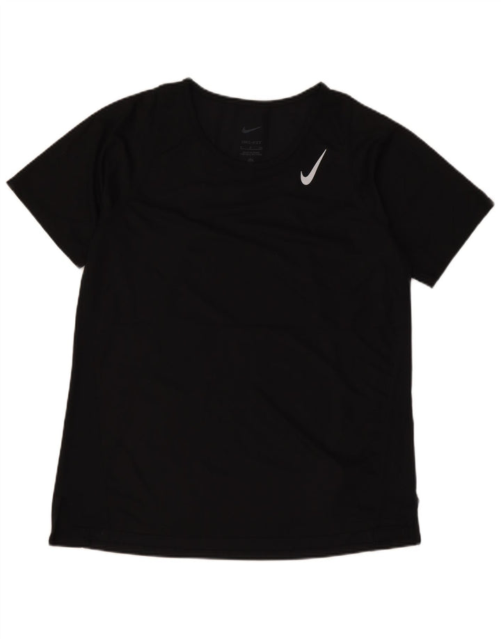 Nike Womens Dri Fit T-Shirt Top UK 10 Small Black Polyester