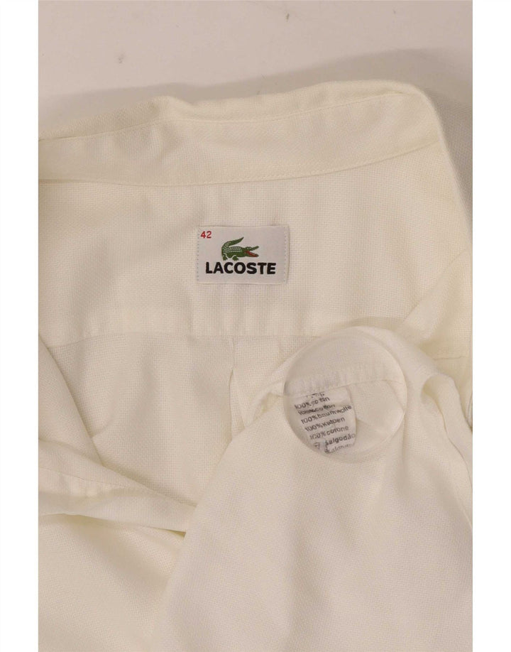 Lacoste Mens Short Sleeve Shirt Size 42 Large White Cotton