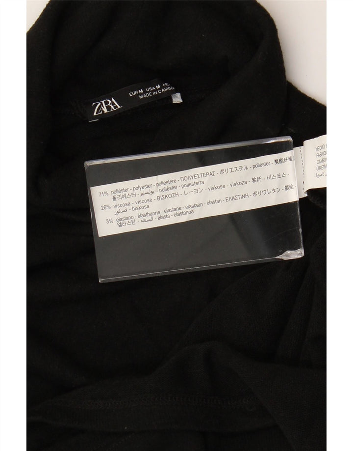 Zara Womens Roll Neck Jumper Dress UK 12 Medium Black Polyester