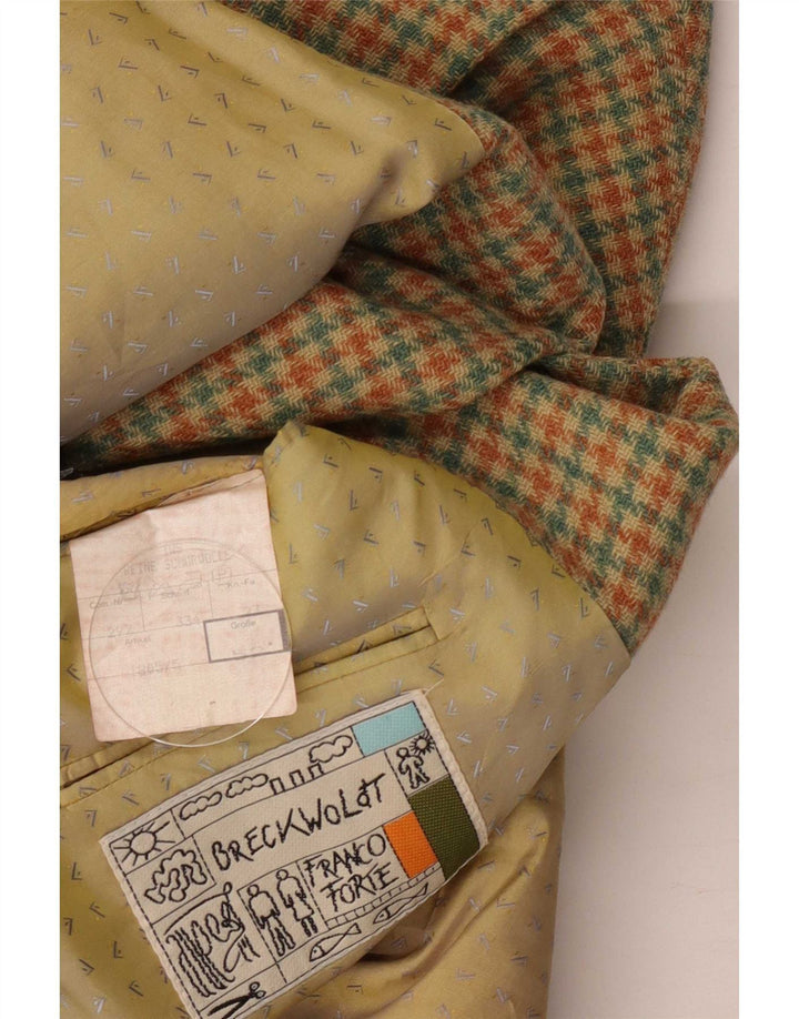 Vintage Mens 2 Button Blazer Jacket IT 52 XL Green Houndstooth Wool