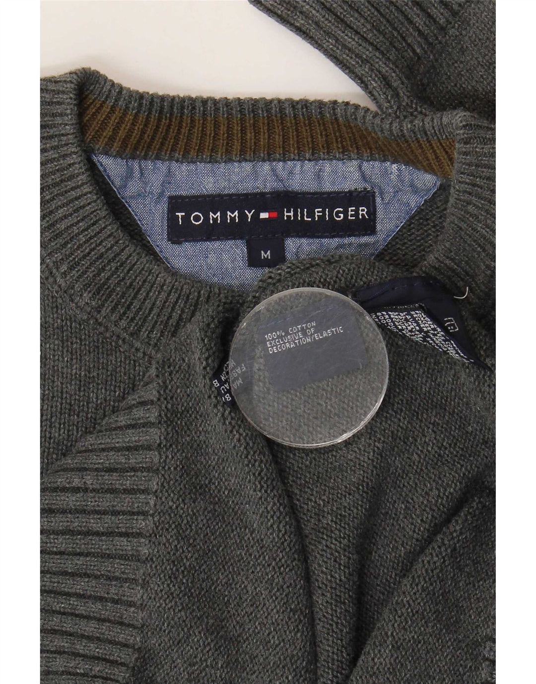 Tommy Hilfiger Mens Crew Neck Jumper Sweater Medium Grey Cotton