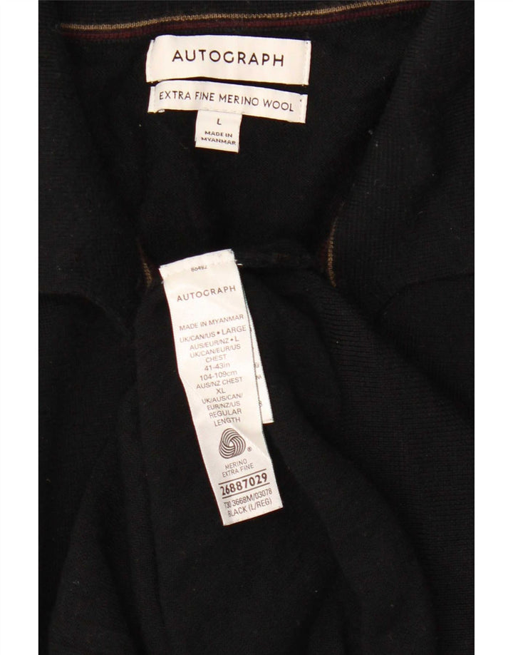 Marks & Spencer Mens Autograph Polo Neck Jumper Sweater Large Black