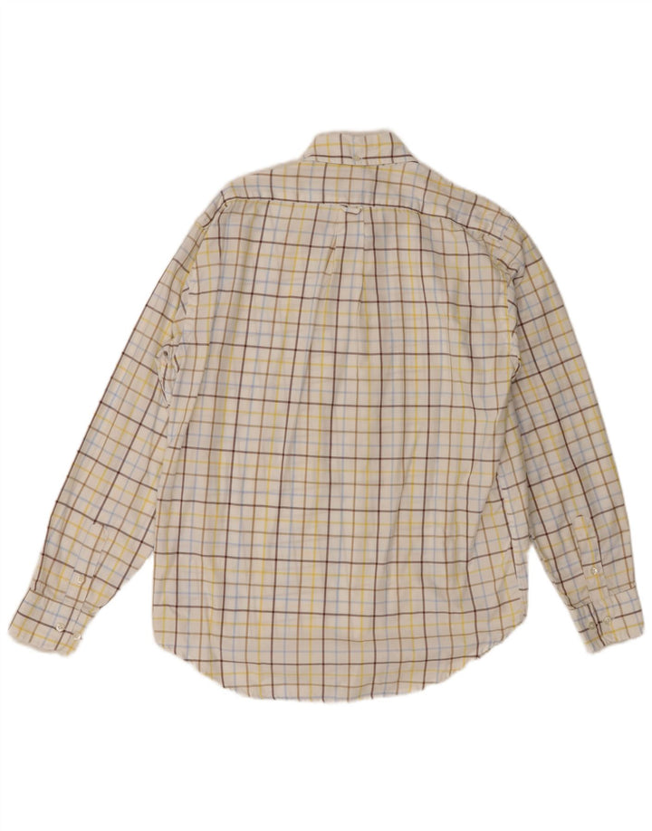 Camicia da uomo Henry Cottons taglia 41 cotone medio a quadri bianco