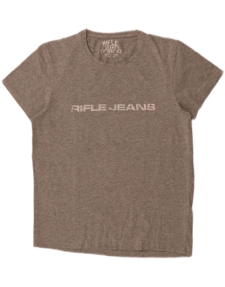 RIFLE Mens Graphic T-Shirt Top Large Grey Cotton Vintage Rifle and Second-Hand Rifle from Messina Hembry 