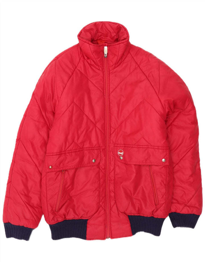 Brunik Herren Wattierte Jacke UK 38 Mittelroter Farbblock