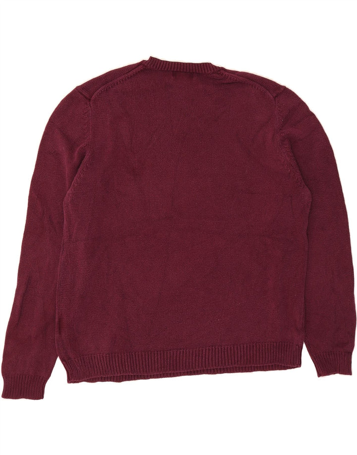 EDDIE BAUER Mens V-Neck Jumper Sweater XL Burgundy Cotton Vintage Eddie Bauer and Second-Hand Eddie Bauer from Messina Hembry 