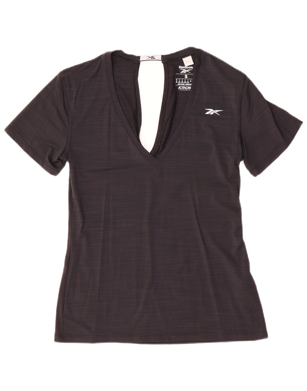 T-shirt Reebok da donna Top UK 8/10 Small Black Flecked Nylon
