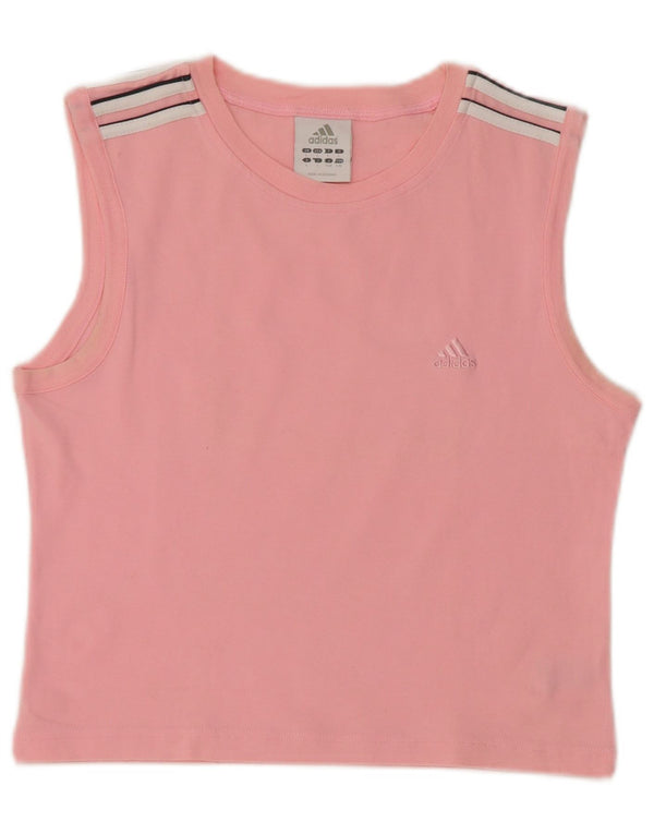 Adidas Womens Crop Vest Top UK 14 Large Pink Bomuld
