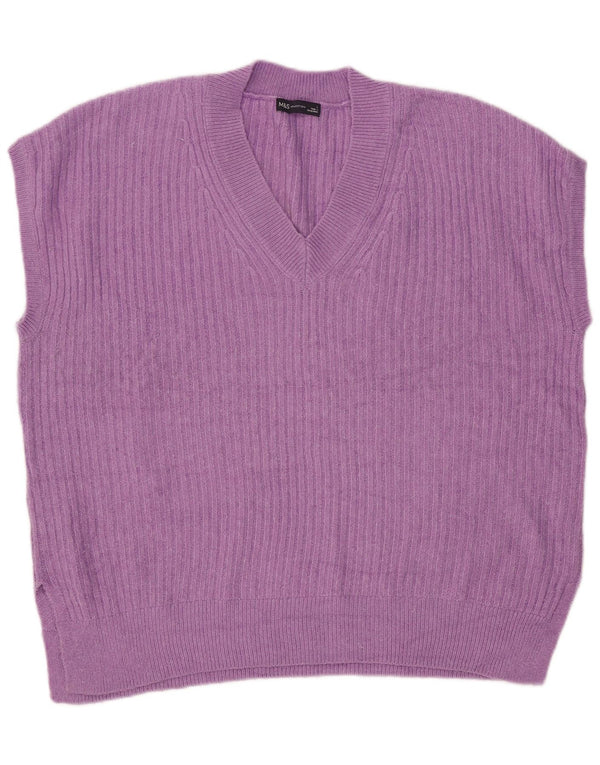 Marks & Spencer Damen Übergroßes Weste-Tanktop UK 16 Large Lila Acryl